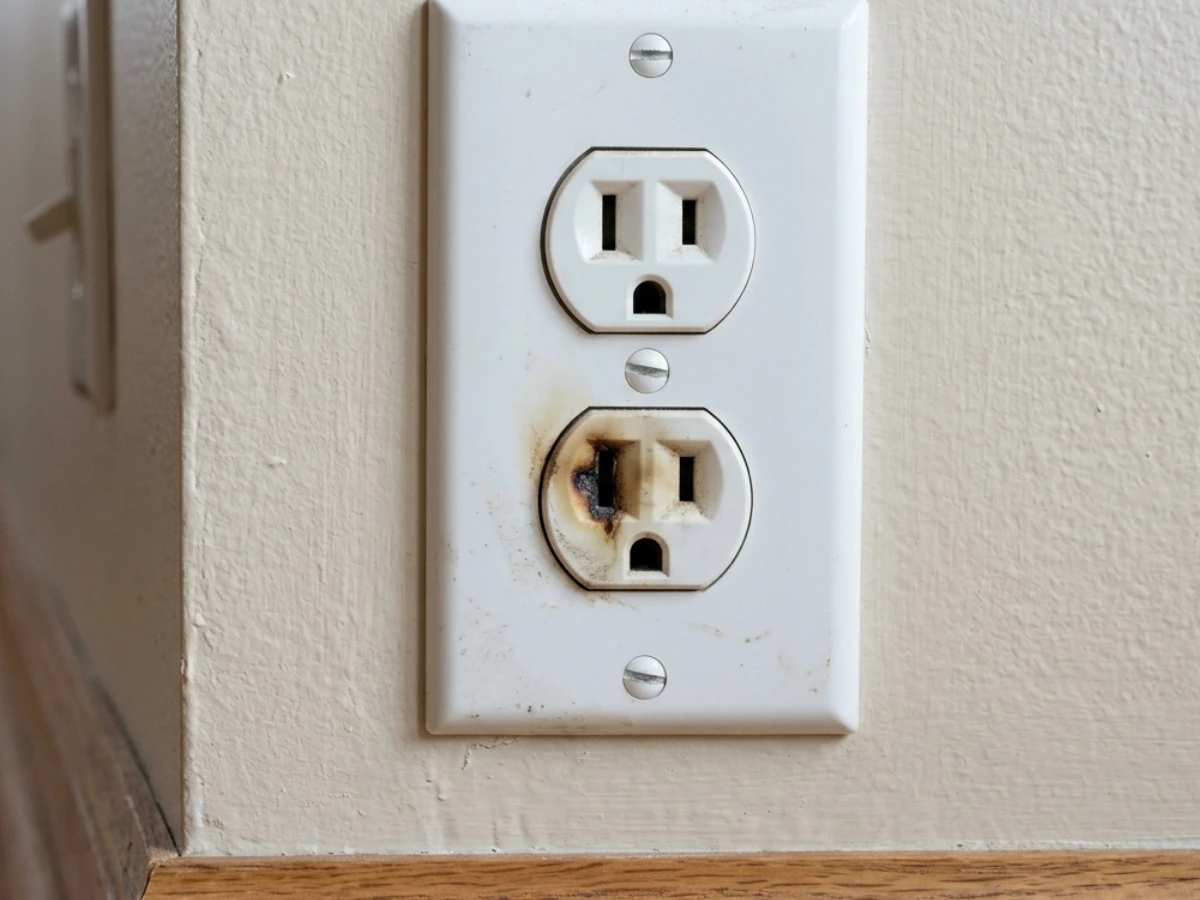 Image of burnt electric outlet