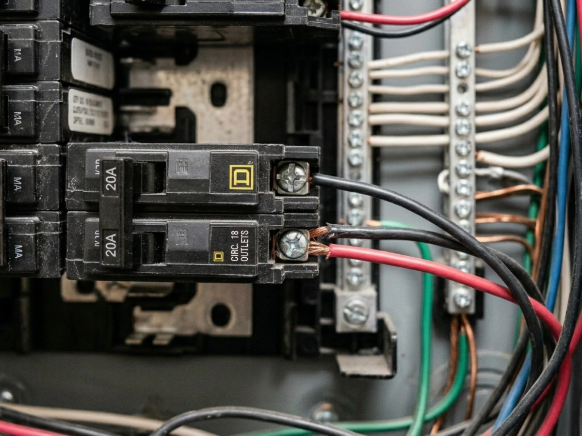 Image of double-tapped circuit breaker