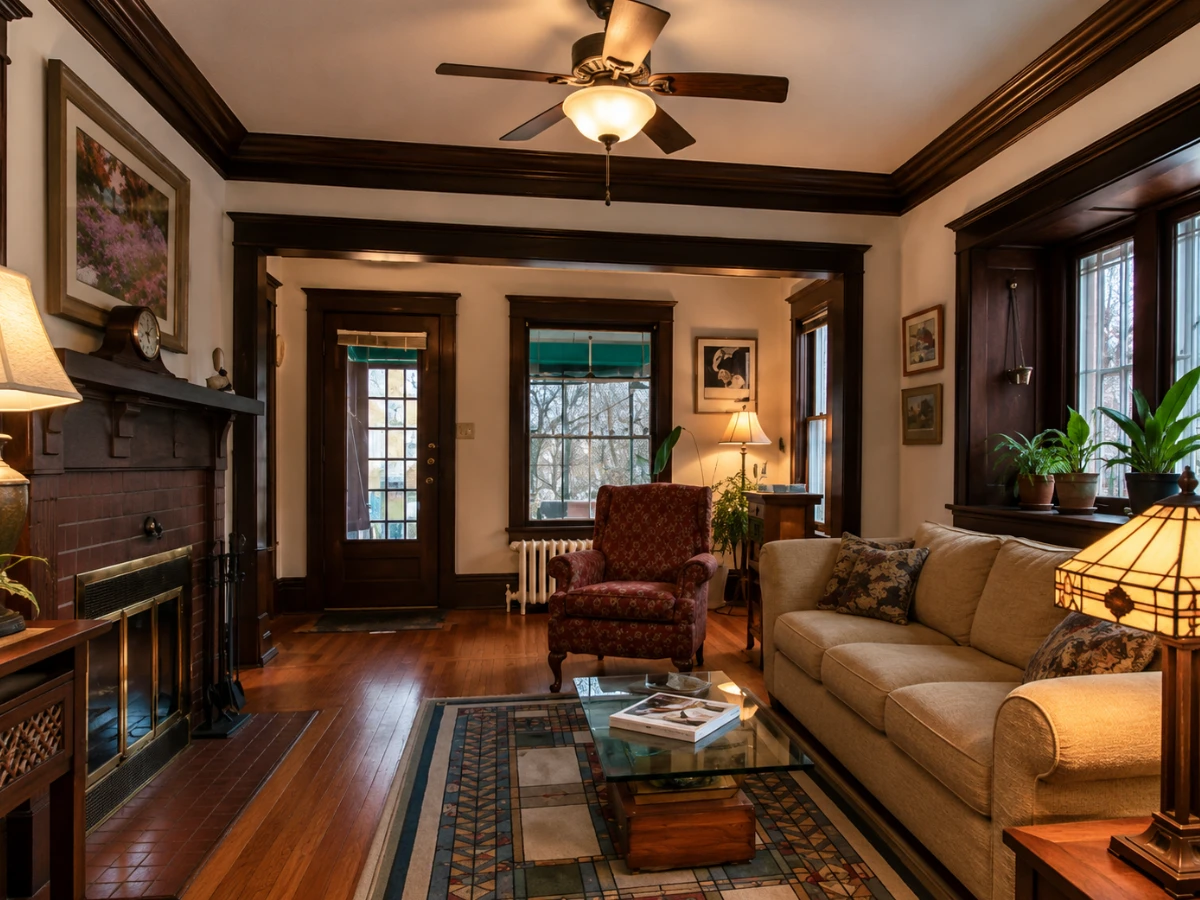 Electrical appliances in the living area of an older home in the Twin Cities