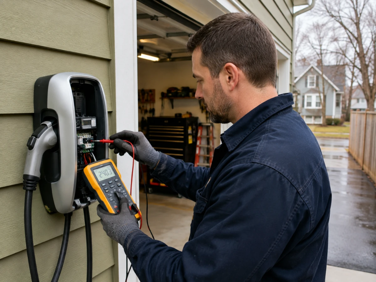 Image showing an electrical inspection of a home EV charger
