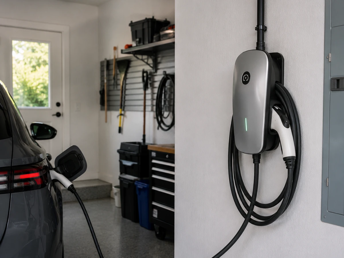 Image showing an EV charger installed in a home garage
