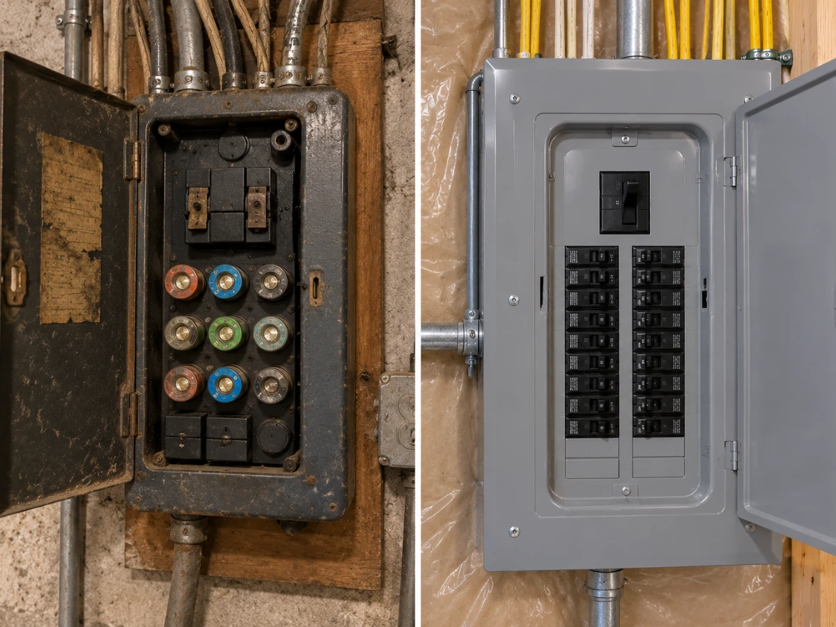 Images of fuse box vs circuit breaker panel