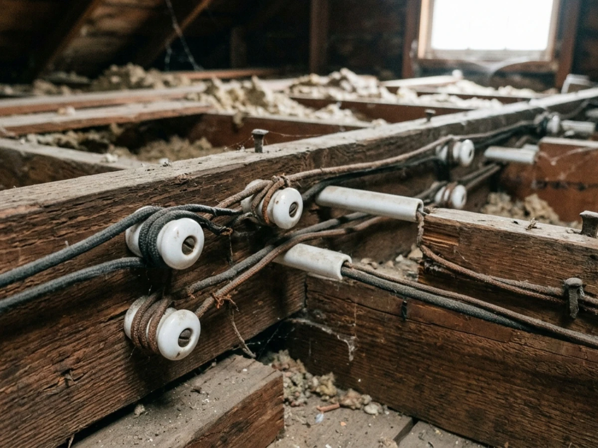 Image of knob-and-tube wiring 
