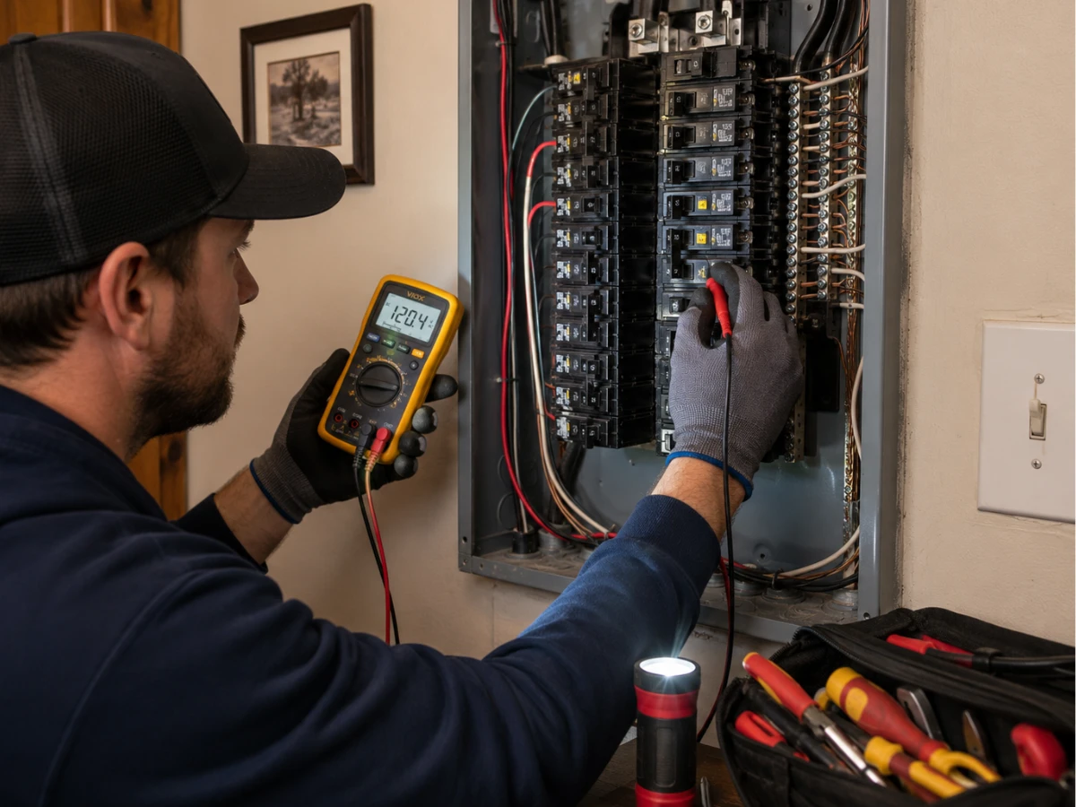Licensed Minnesota electrician diagnosing a tripping GFCI circuit