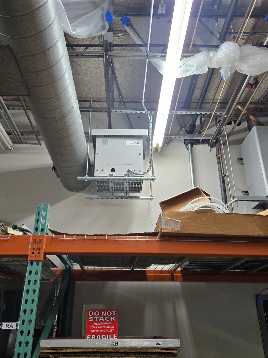New electrical connection installed for a commercial chiller.