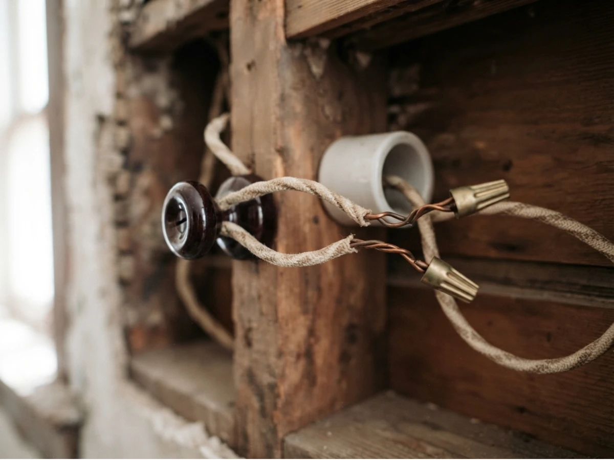 Image of ungrounded wiring in an old Minnesota home
