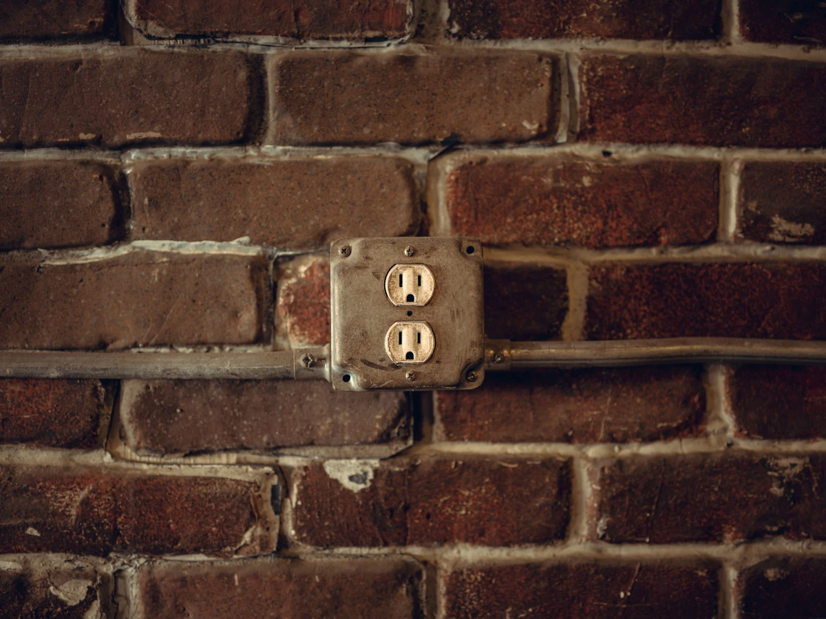 Image of an outdated electrical outlet