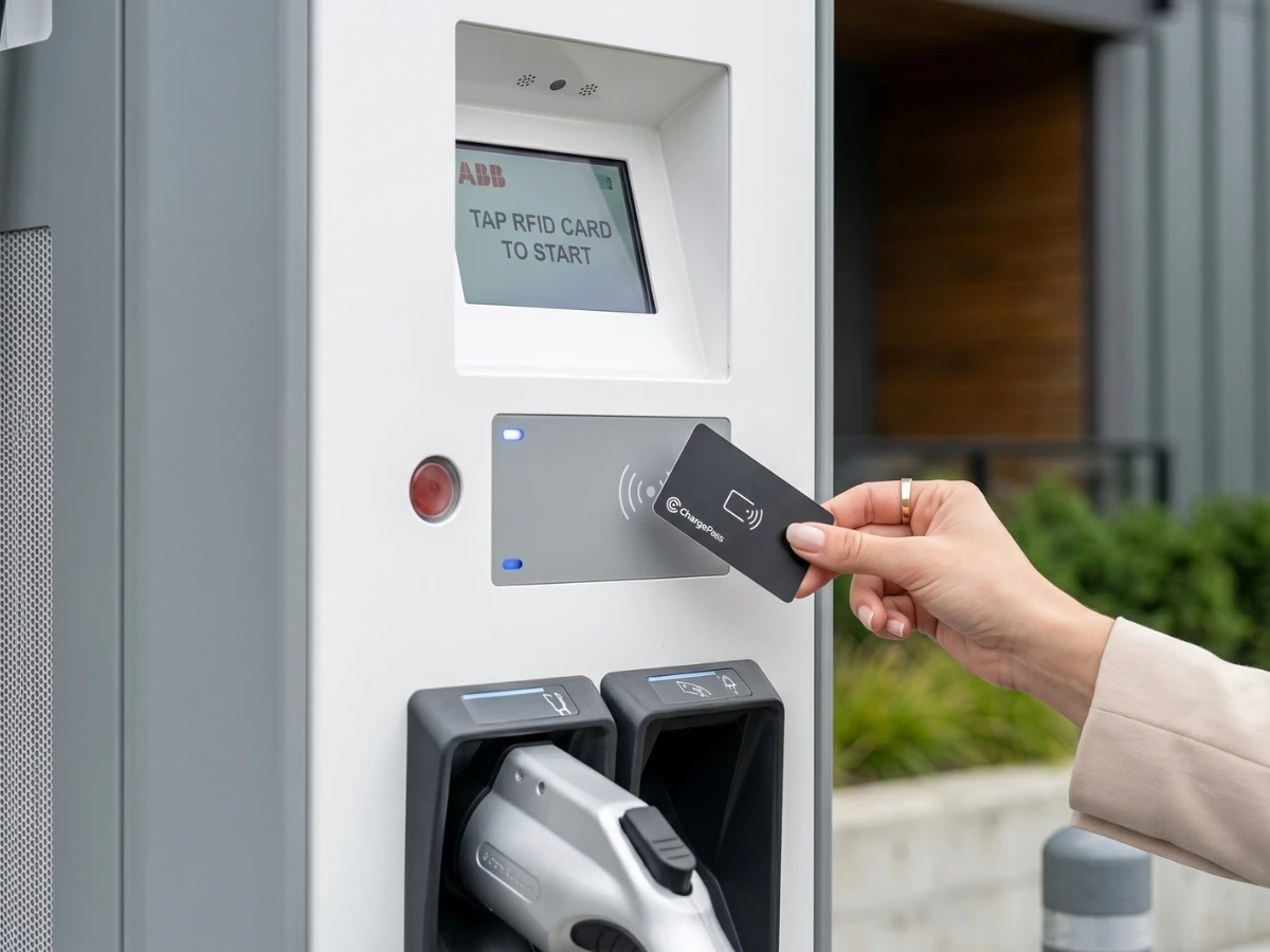Image of a single EV charging station with RFID Key