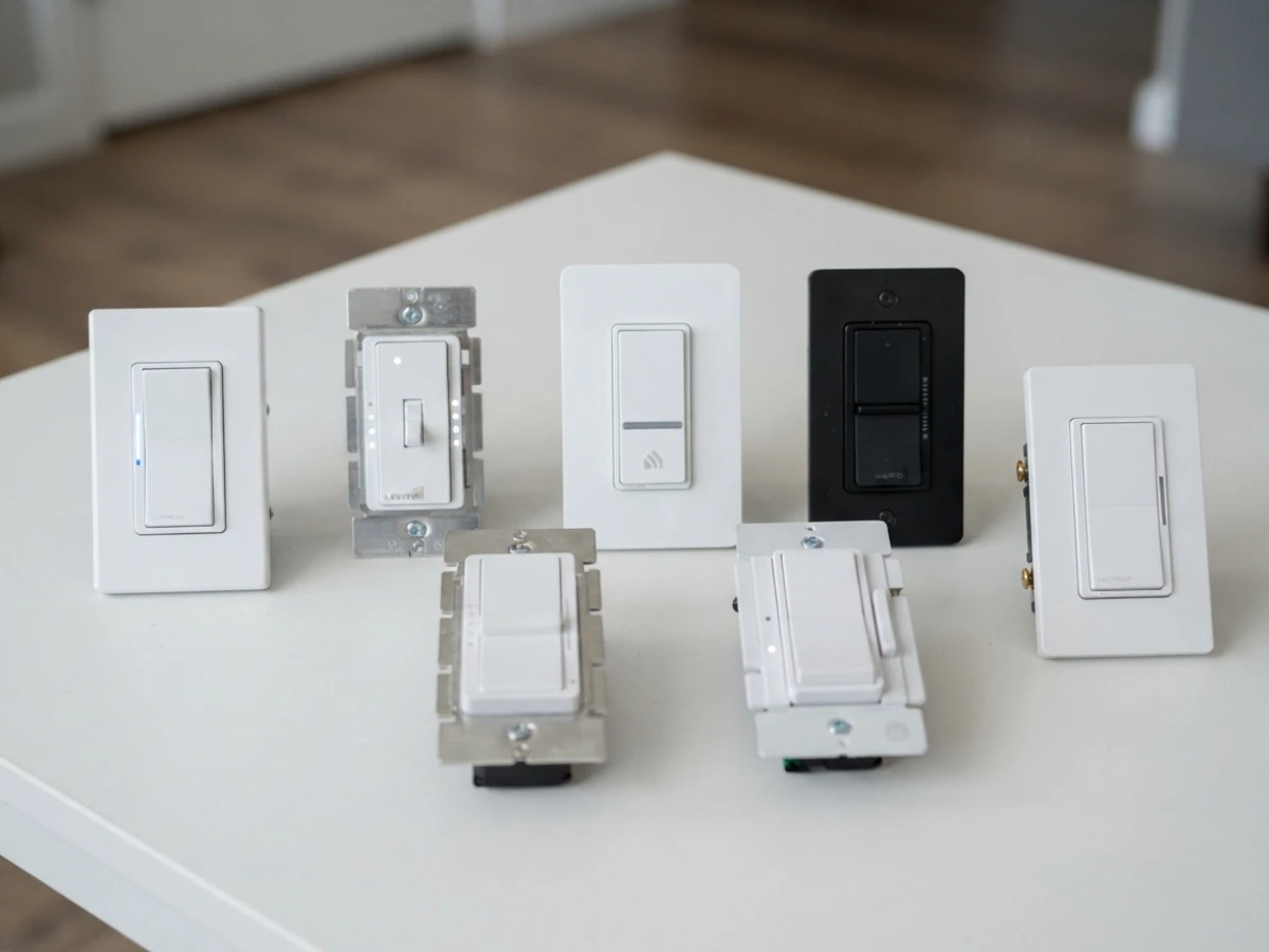 Images of smart switches, and dimmers