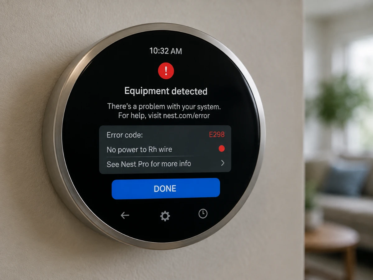 Image of smart thermostat interface with error messages