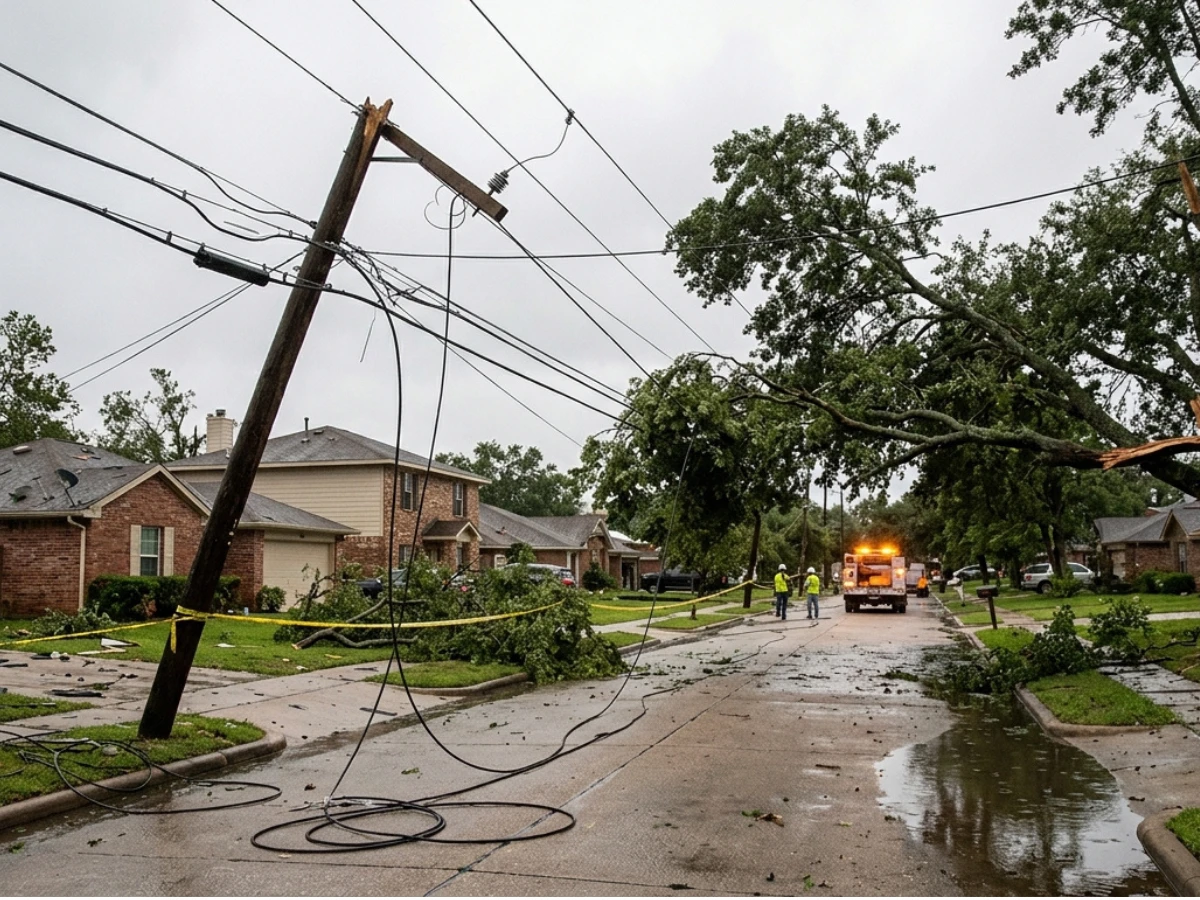 Images of storm damage to residential power lines