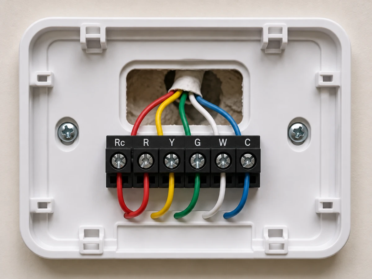 Image of thermostat wiring with C-wire