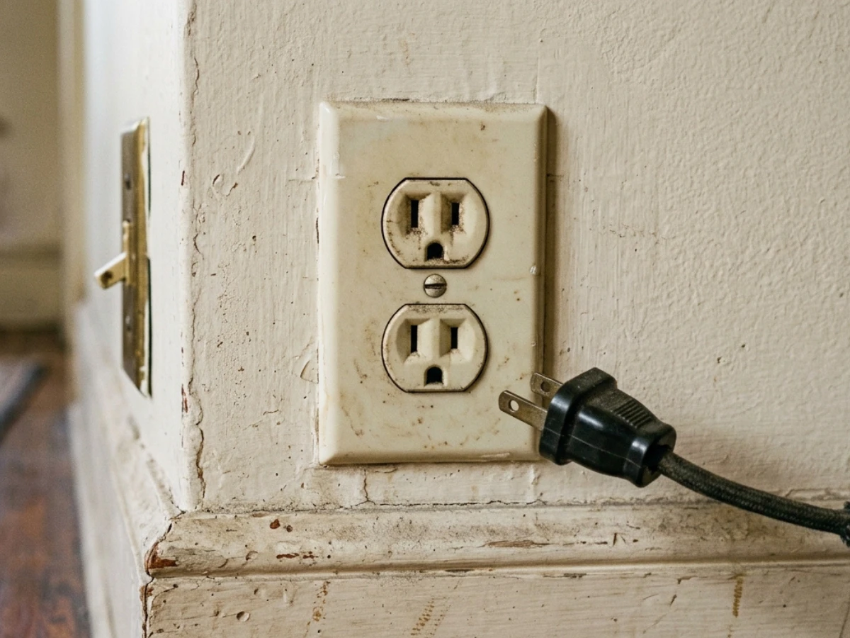 Image of old two-prong electric outlet