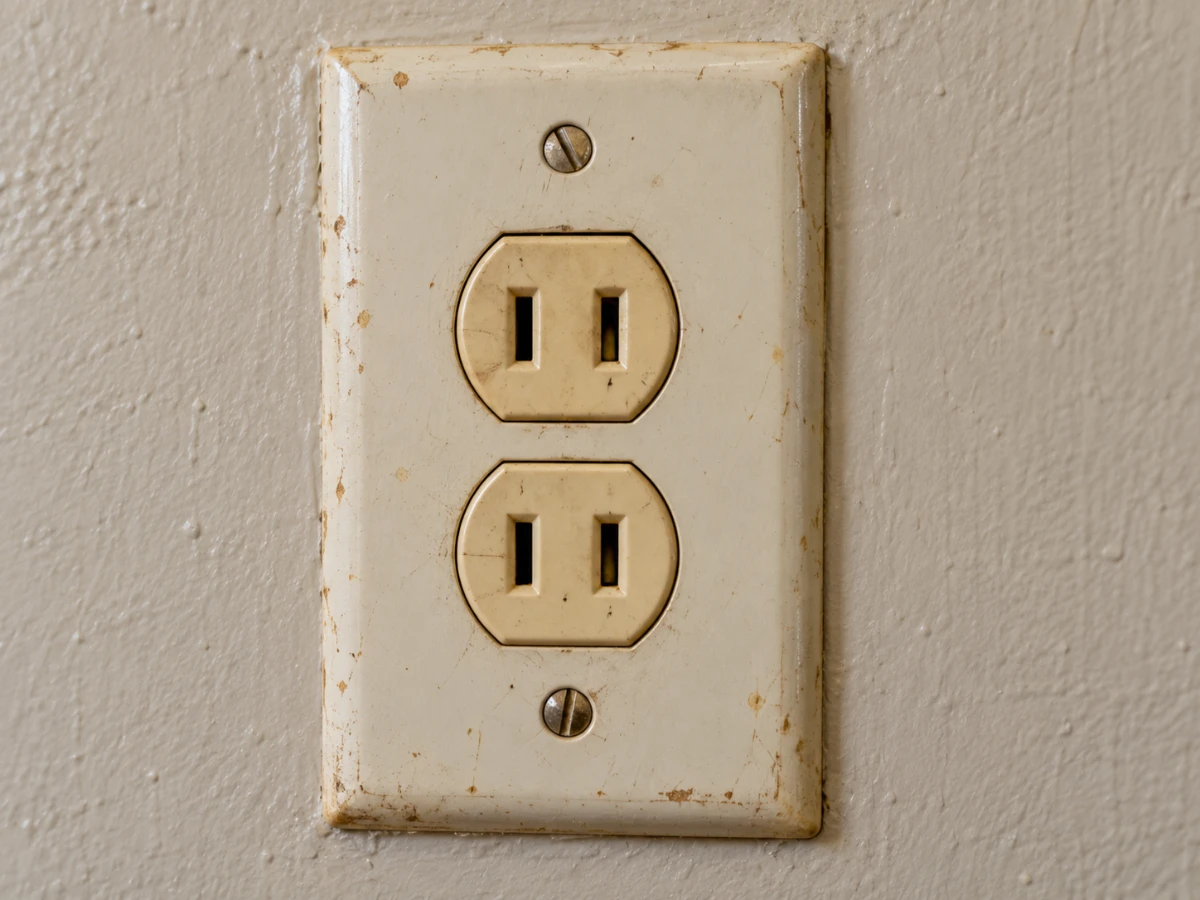 Image of a two-prong ungrounded outlet found in older White Bear Lake MN homes